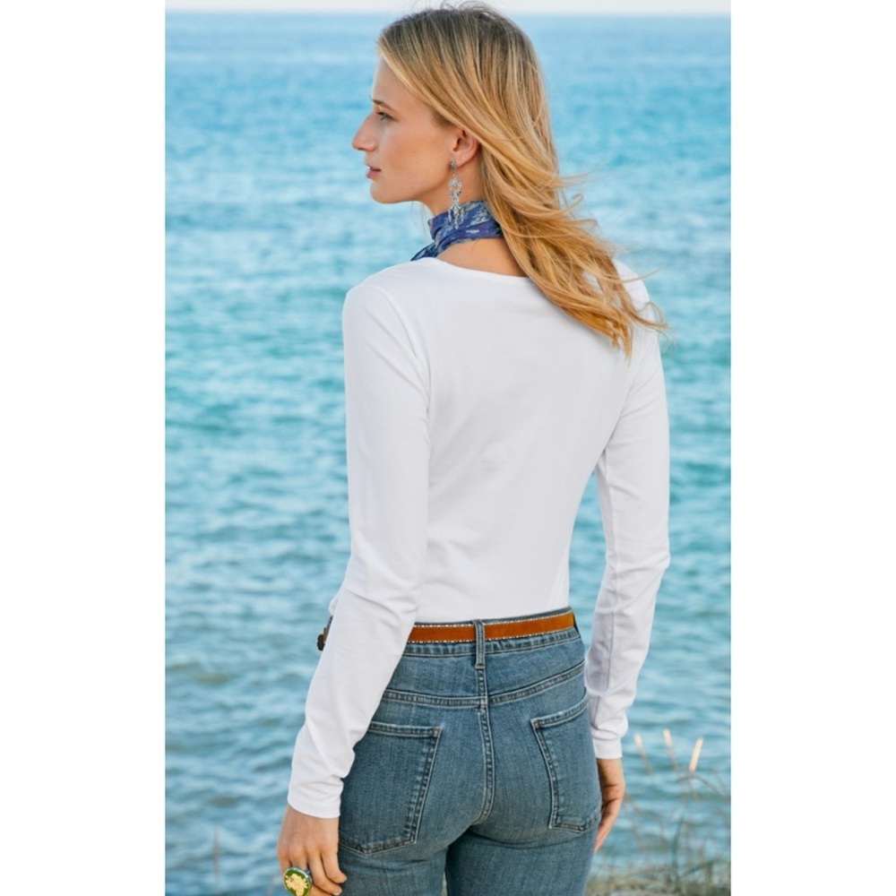 Peruvian Connection Layering Tee Long Sleeves Pima Cotton Lycra T-shirt Top S - Picture 8 of 9